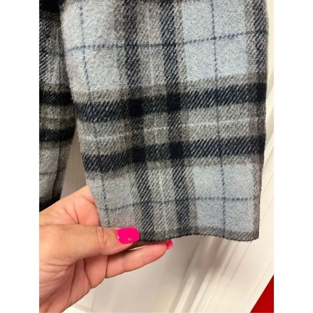 Mudd Y2K Light Blue Plaid Pea Coat sz M 12/14 EUC